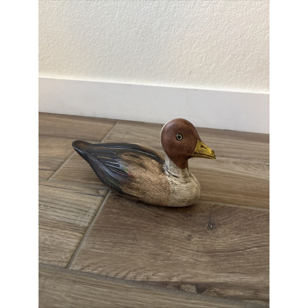 Vintage Resin Red Green-winged‎ Teal Duck Figurine 10"